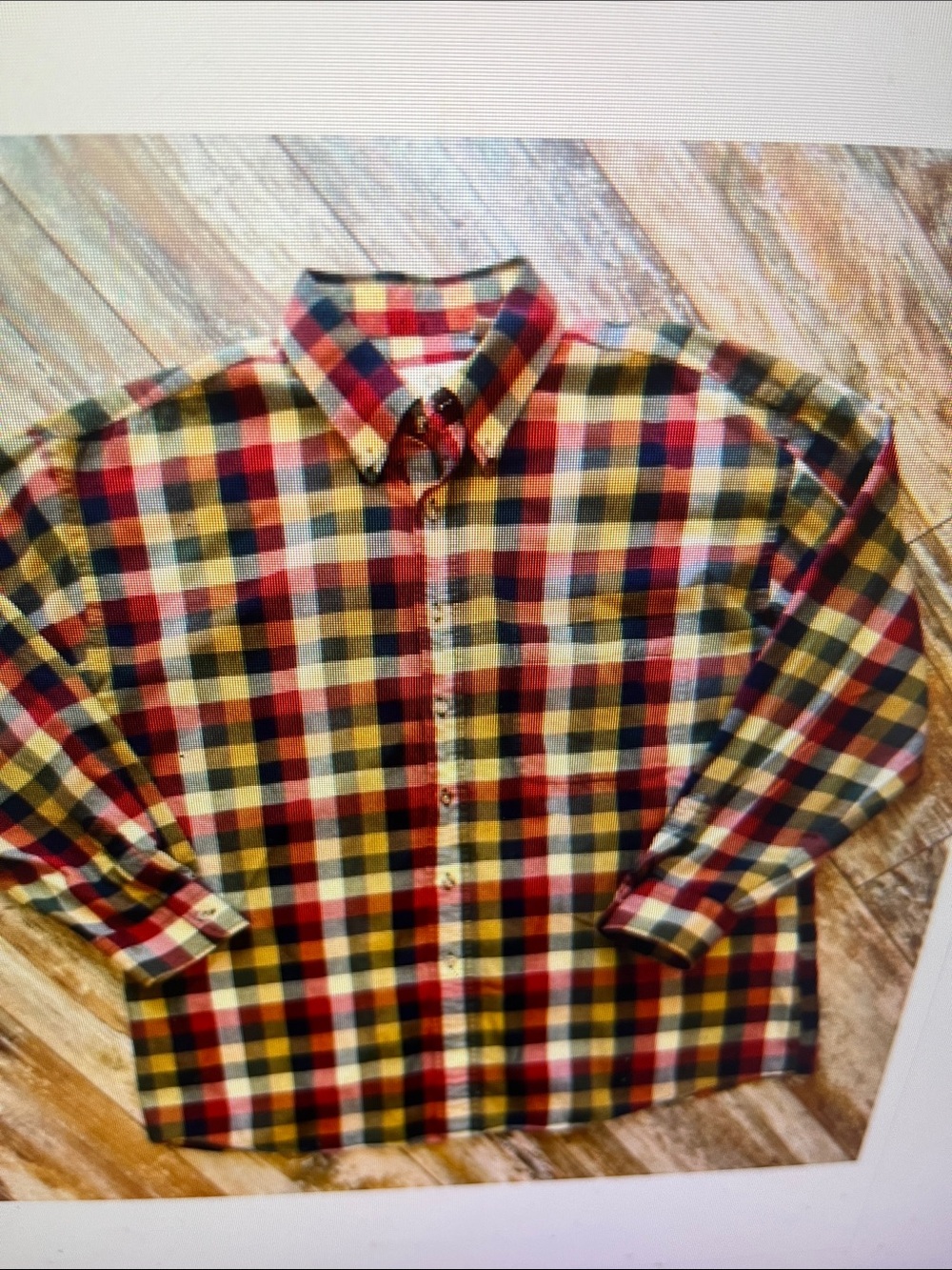 L.L. Bean Men's Multicolor Plaid Button-Down Shirt — Red, Yellow & Navy